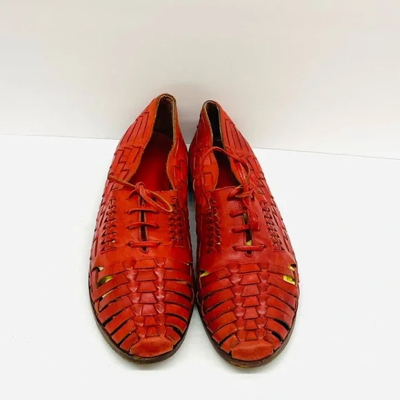 Huarache red leather sandals Sz 10 - Picture 2 of 5
